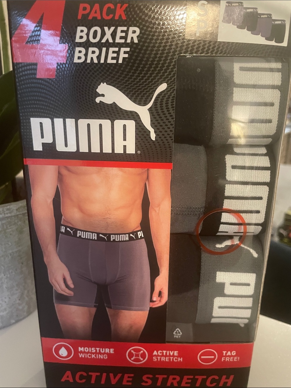 Puma Men’s Boxer Brief 4-Pack in Gray and Black